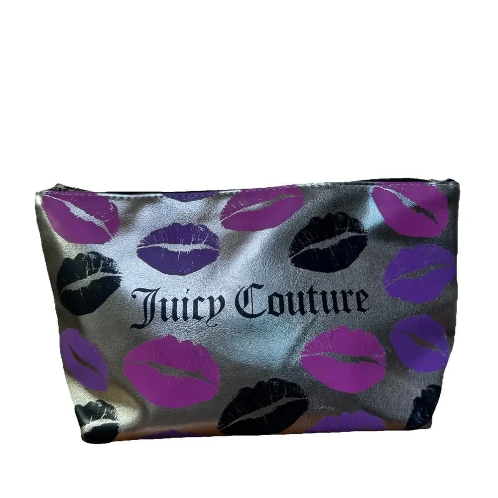 JUICY COUTURE Pyramid Beauty Bag Logo Lips 💋 Makeup Cosmetic Indie Glam Y2K